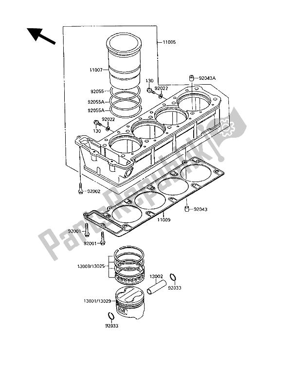 All parts for the Cylinder & Piston(s) of the Kawasaki 1000 GTR 1992