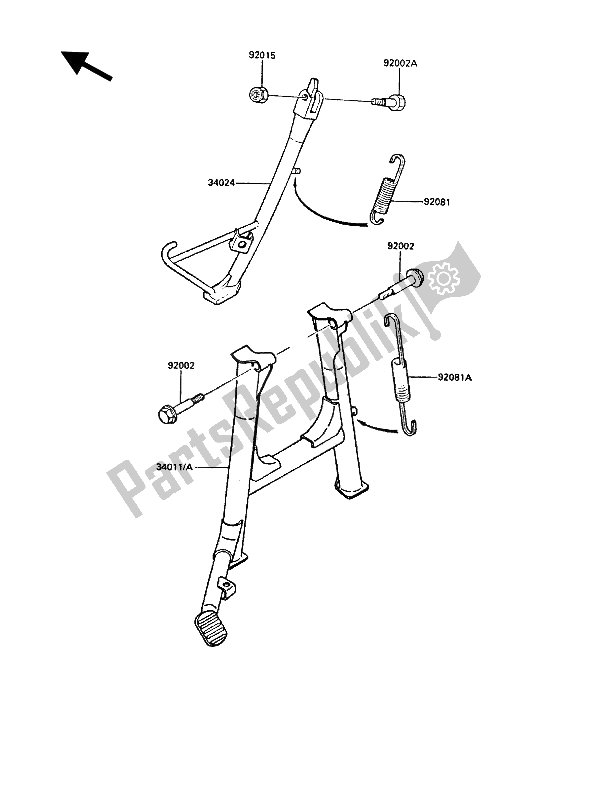 Alle onderdelen voor de Stand (en) van de Kawasaki 1000 GTR 1987