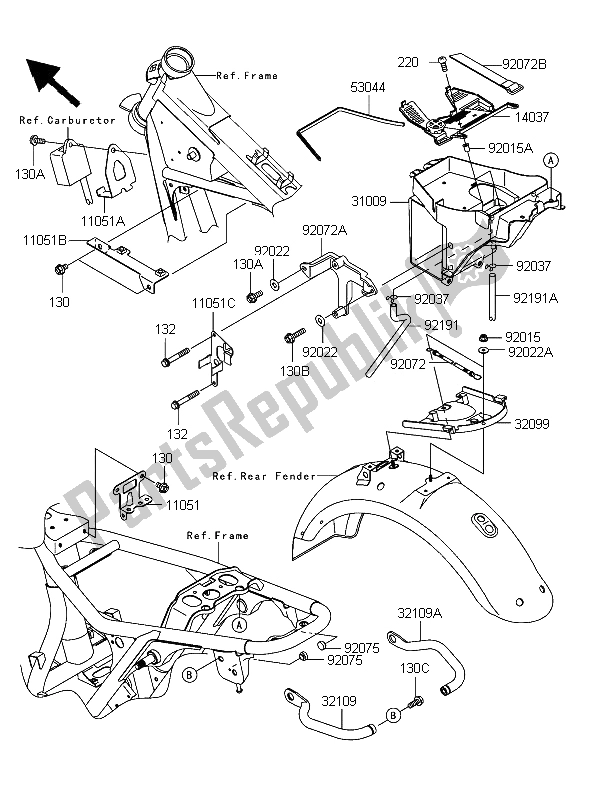 Tutte le parti per il Montaggi Della Struttura del Kawasaki W 650 2006