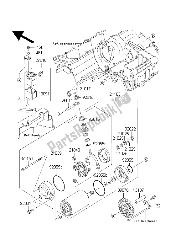 All parts for the Starter Motor of the Kawasaki ZRX 1200R 2001