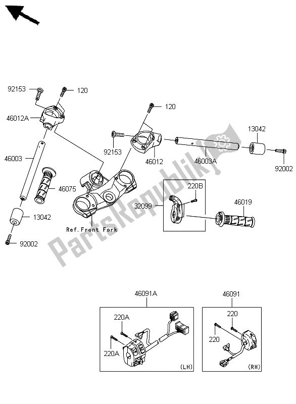 Toutes les pièces pour le Guidon du Kawasaki ZZR 1400 ABS 2012