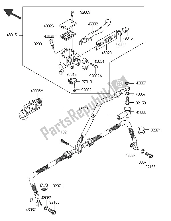 Tutte le parti per il Pompa Freno Anteriore del Kawasaki KVF 650 4X4 2005