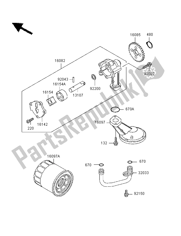 Toutes les pièces pour le La Pompe à Huile du Kawasaki ER 5 500 1997