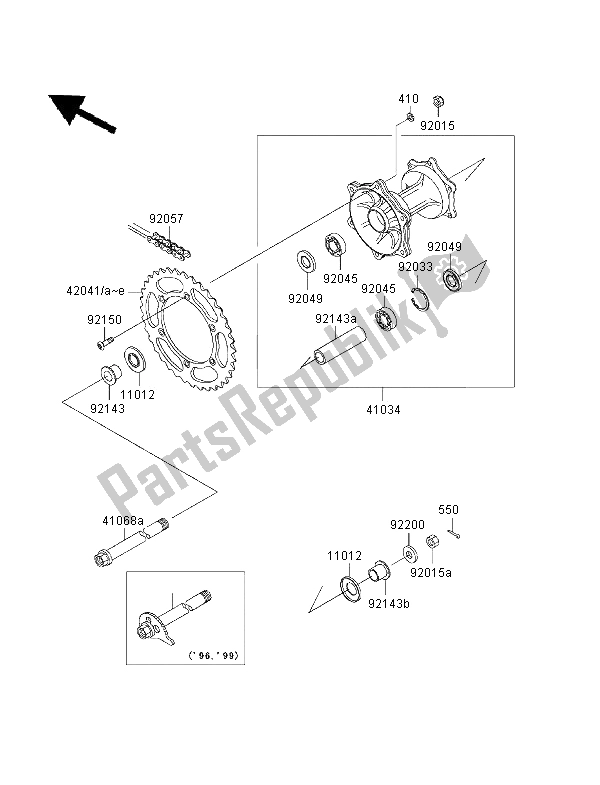 All parts for the Rear Hub of the Kawasaki KLX 650R 2001