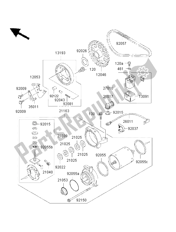 Tutte le parti per il Motorino Di Avviamento del Kawasaki EN 500 2002