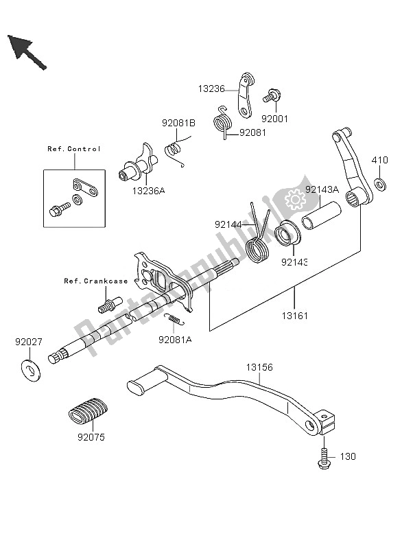 All parts for the Gear Change Mechanism of the Kawasaki KLF 300 4X4 2005