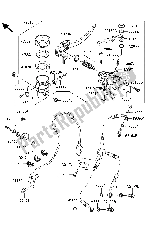 Wszystkie części do Przedni Cylinder G?ówny Kawasaki Ninja ZX 10R 1000 2013