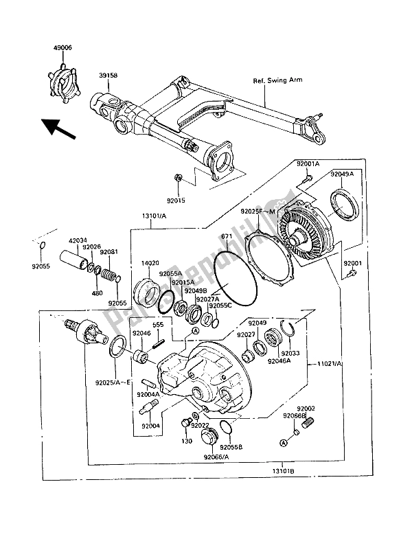 All parts for the Drive Shaft & Final Gear of the Kawasaki VN 750 Twin 1987