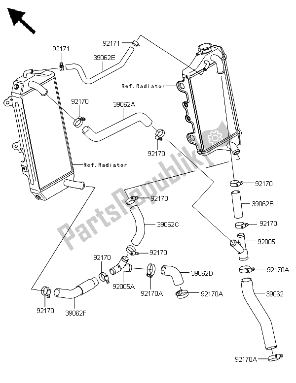 All parts for the Water Pipe of the Kawasaki KLX 450 2013