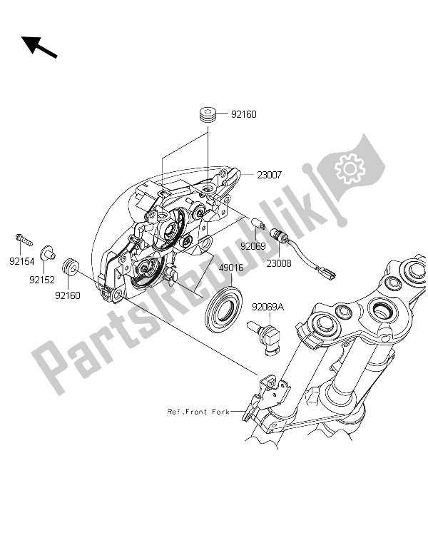 All parts for the Headlight(s) of the Kawasaki ER 6N ABS 650 2015