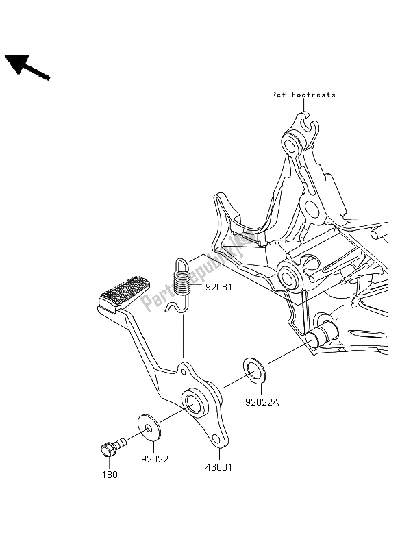 Toutes les pièces pour le Pédale De Frein du Kawasaki Versys ABS 650 2012