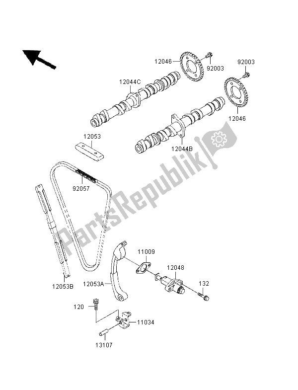 Alle onderdelen voor de Nokkenas En Spanner van de Kawasaki ZZR 600 1996