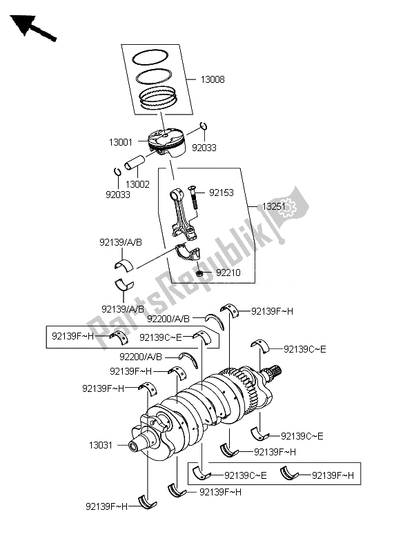 All parts for the Crankshaft & Piston of the Kawasaki Ninja ZX 6R 600 2007