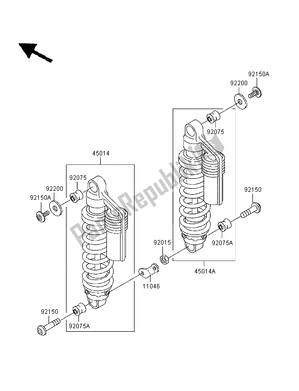 All parts for the Suspension & Shock Absorber of the Kawasaki Zephyr 550 1996