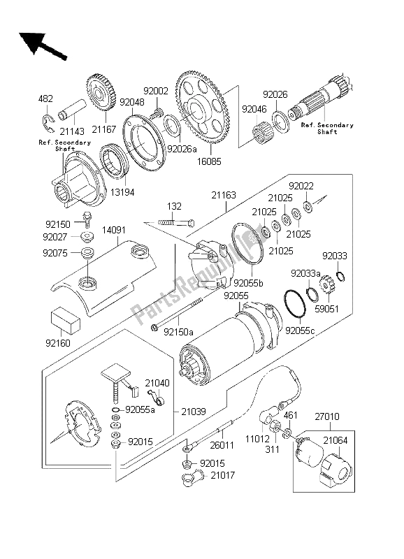 All parts for the Starter Motor of the Kawasaki ZR 7S 750 2001