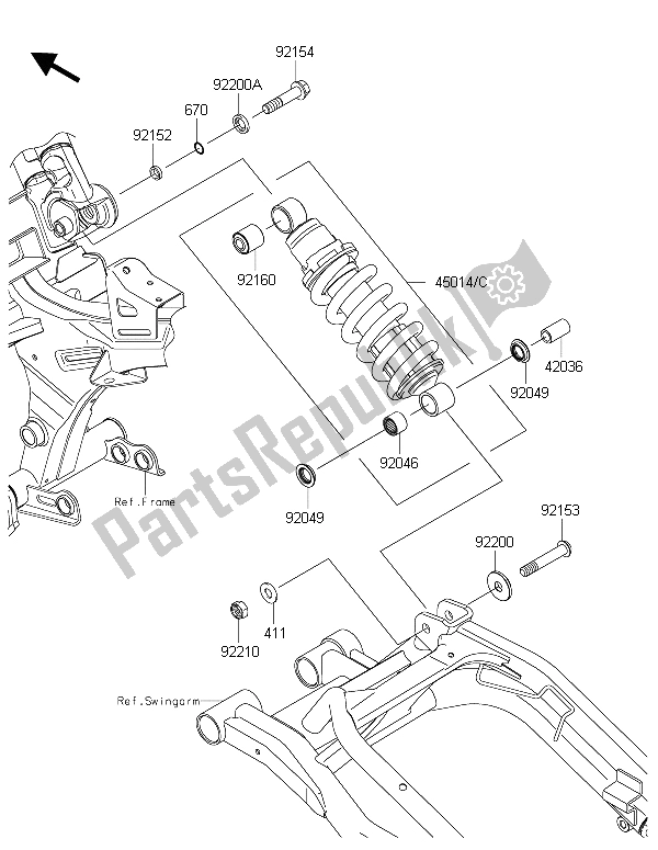 Wszystkie części do Zawieszenie I Amortyzator Kawasaki ER 6N 650 2015