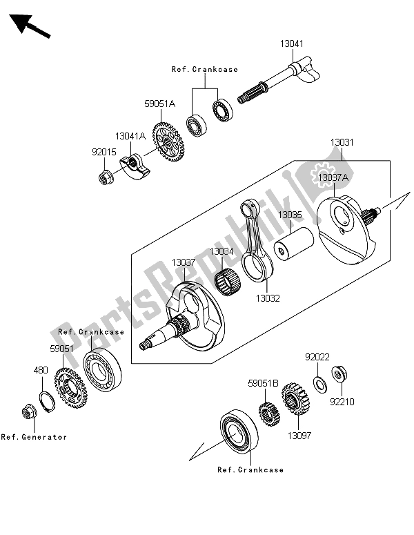 All parts for the Crankshaft of the Kawasaki KFX 450R 2013