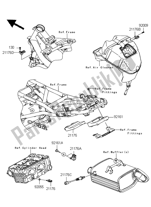 Alle onderdelen voor de Brandstof Injectie van de Kawasaki ER 6N 650 2009