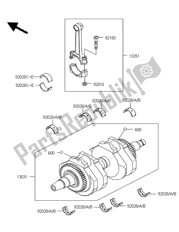 All parts for the Crankshaft of the Kawasaki W 800 2011