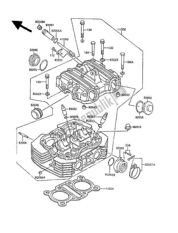 Wszystkie części do G? Owica Cylindra Kawasaki GPZ 305 Belt Drive 1986