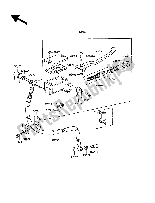 All parts for the Front Master Cylinder of the Kawasaki KLR 250 1988