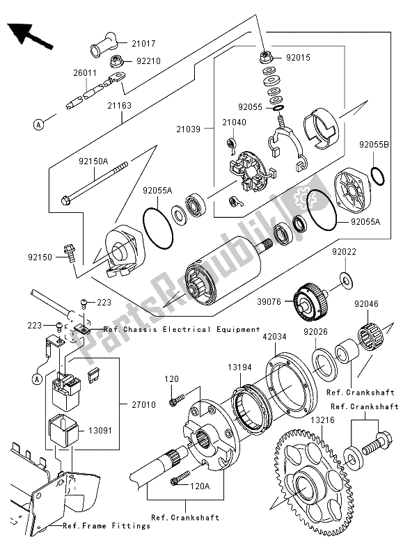 All parts for the Starter Motor of the Kawasaki VN 1600 Classic Tourer 2006