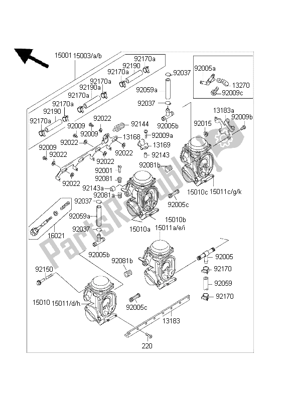 Todas las partes para Carburador de Kawasaki ZZ R 600 1999