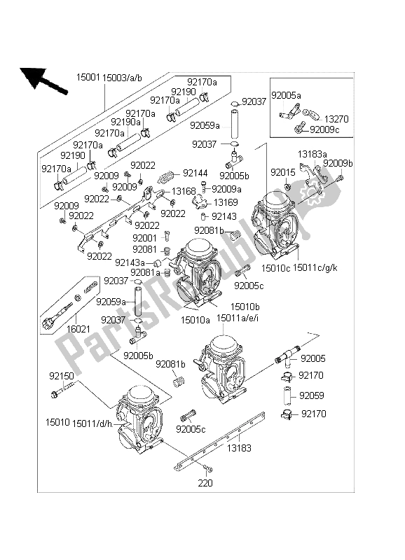 Toutes les pièces pour le Carburateur du Kawasaki ZZ R 600 1999