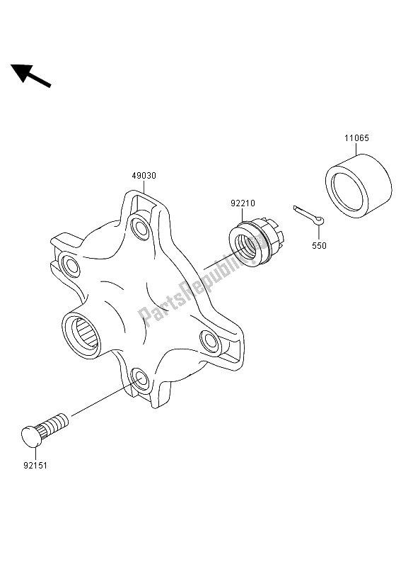 All parts for the Rear Hub of the Kawasaki KVF 360 4X4 2009