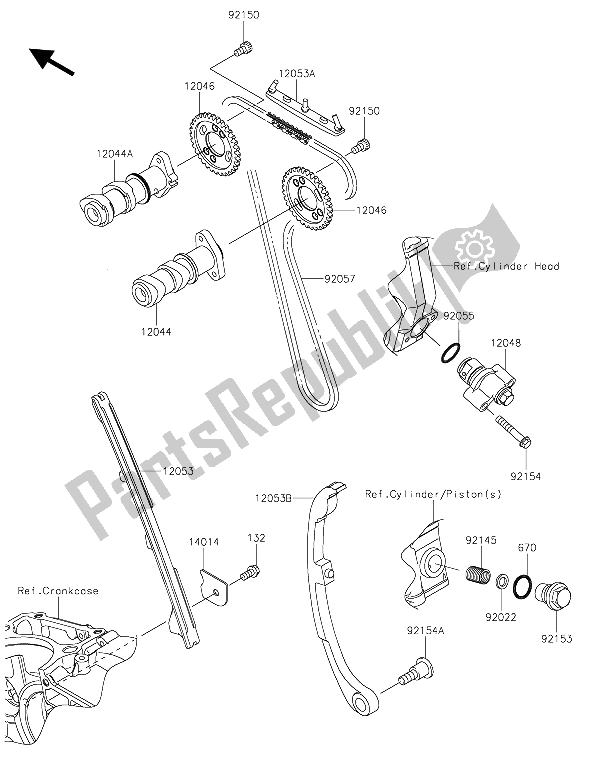Alle onderdelen voor de Nokkenas (sen) En Spanner van de Kawasaki Z 250 SL ABS 2015