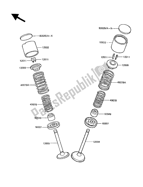 All parts for the Valve(s) of the Kawasaki Z 1300 1989