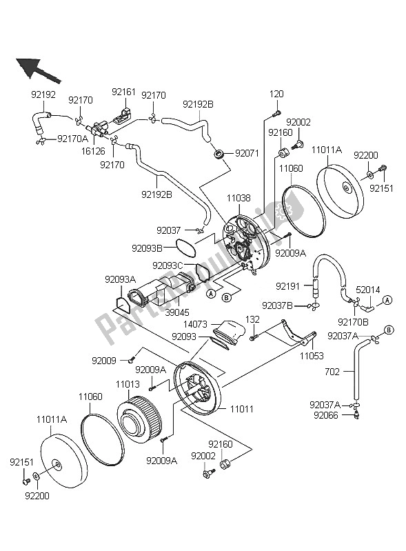 All parts for the Air Cleaner of the Kawasaki VN 1600 Mean Streak 2005