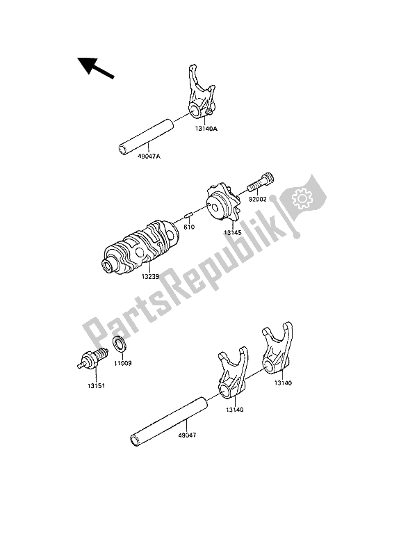 Tutte le parti per il Cambio Tamburo E Cambio Forcella del Kawasaki KLR 250 1990