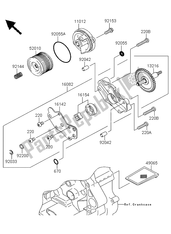 All parts for the Oil Pump of the Kawasaki KLX 250 2012