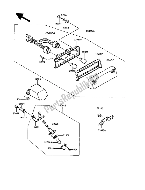 Tutte le parti per il Lampada Di Coda del Kawasaki GPZ 900R 1990