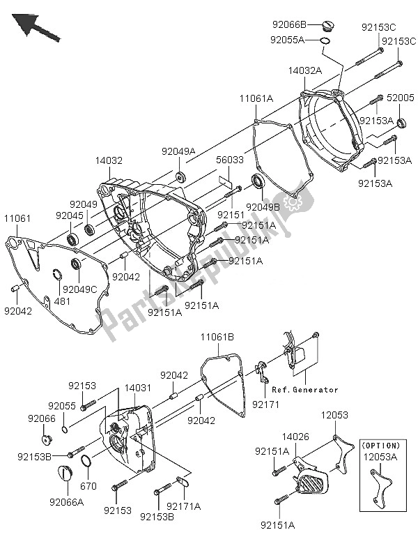Alle onderdelen voor de Motorkap van de Kawasaki KX 250F 2005