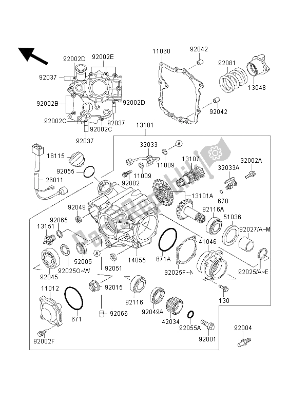 Toutes les pièces pour le Engrenage Conique Avant du Kawasaki 1000 GTR 1996