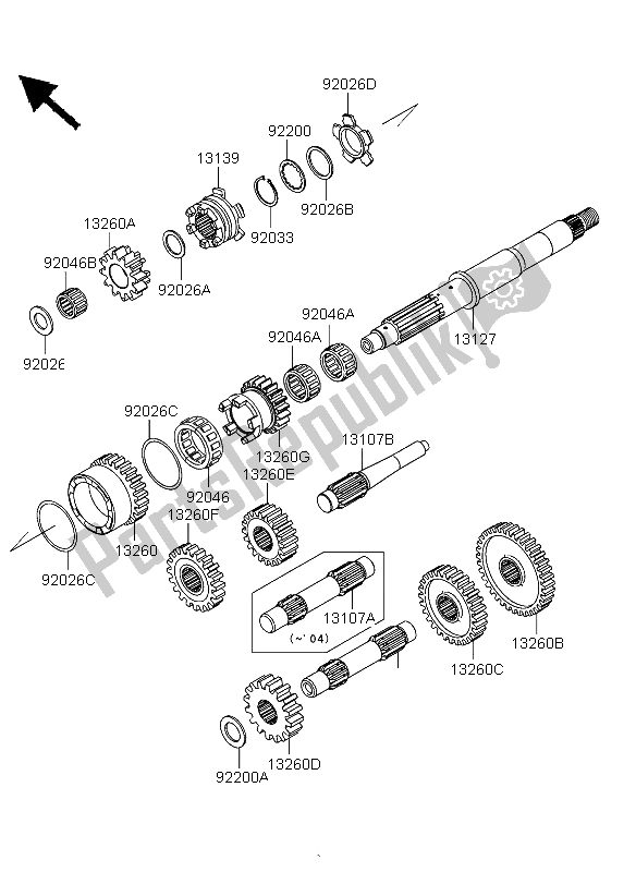 Wszystkie części do Przenoszenie Kawasaki KVF 360 4X4 2004