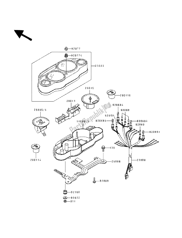 All parts for the Meter(s) of the Kawasaki ZZ R 1100 1993