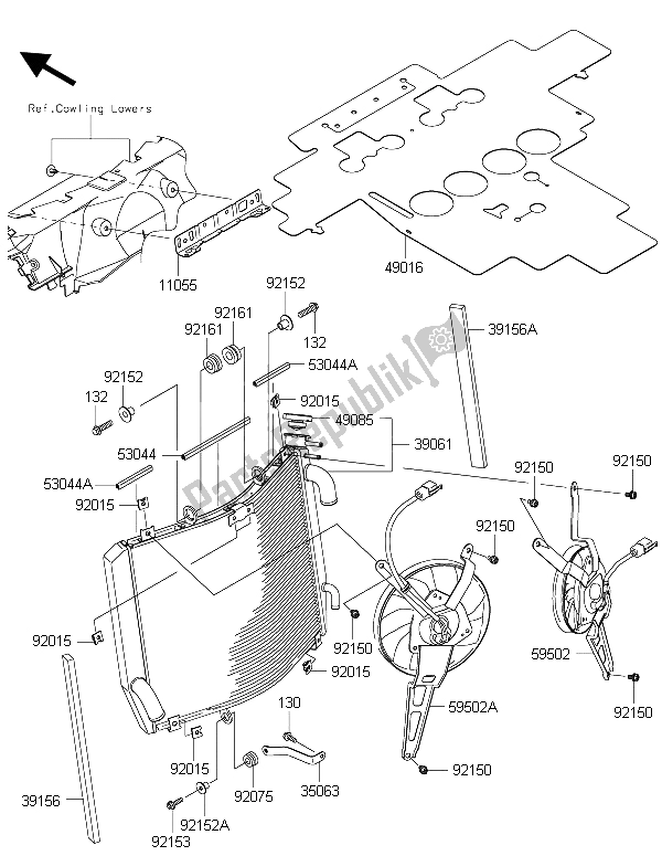 Tutte le parti per il Termosifone del Kawasaki ZZR 1400 ABS 2015