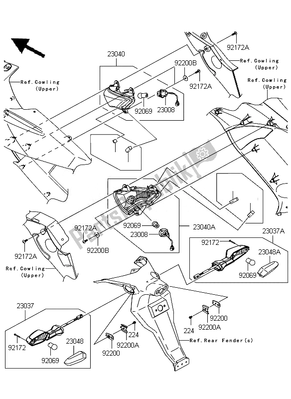 All parts for the Turn Signals of the Kawasaki ER 6F ABS 650 2010