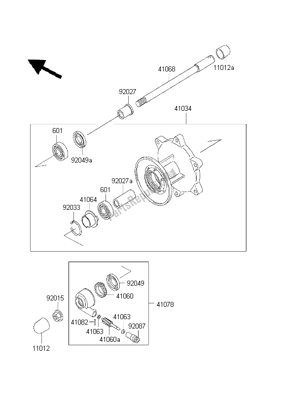 All parts for the Front Hub of the Kawasaki EL 252 2001