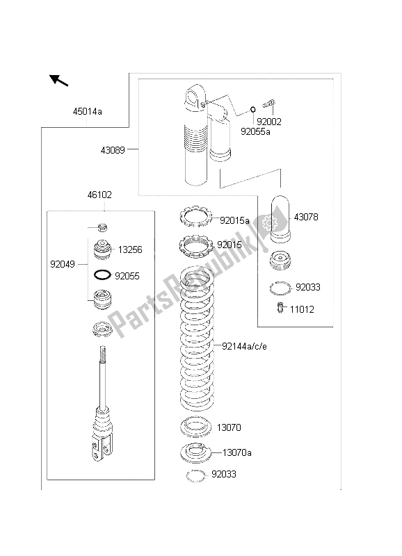 All parts for the Shock Absorber of the Kawasaki KX 500 2002