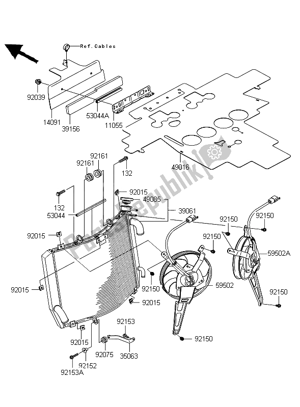 All parts for the Radiator of the Kawasaki 1400 GTR 2009