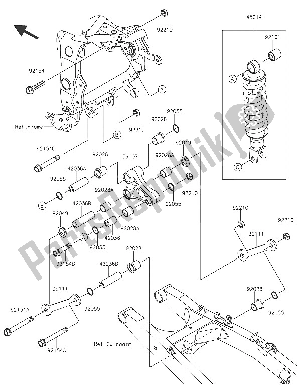 All parts for the Suspension & Shock Absorber of the Kawasaki Z 250 SL 2016