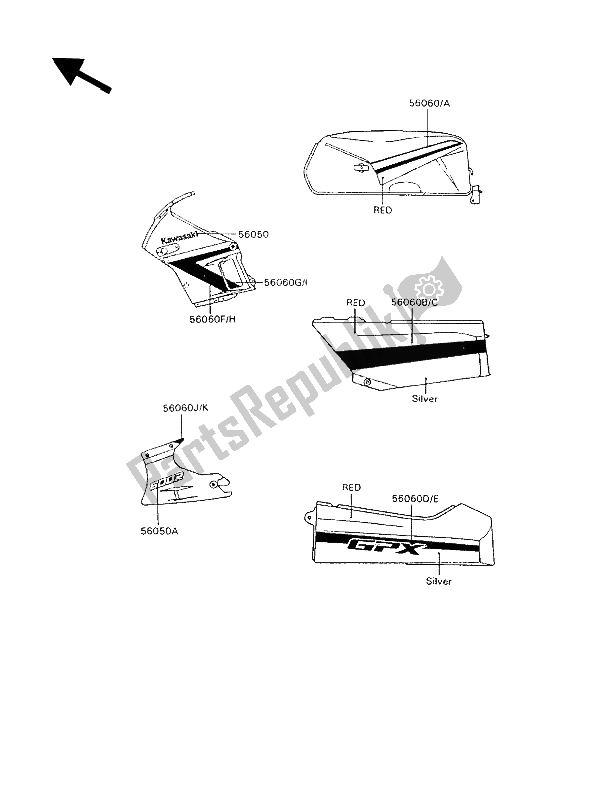 All parts for the Decals of the Kawasaki GPX 600R 1994