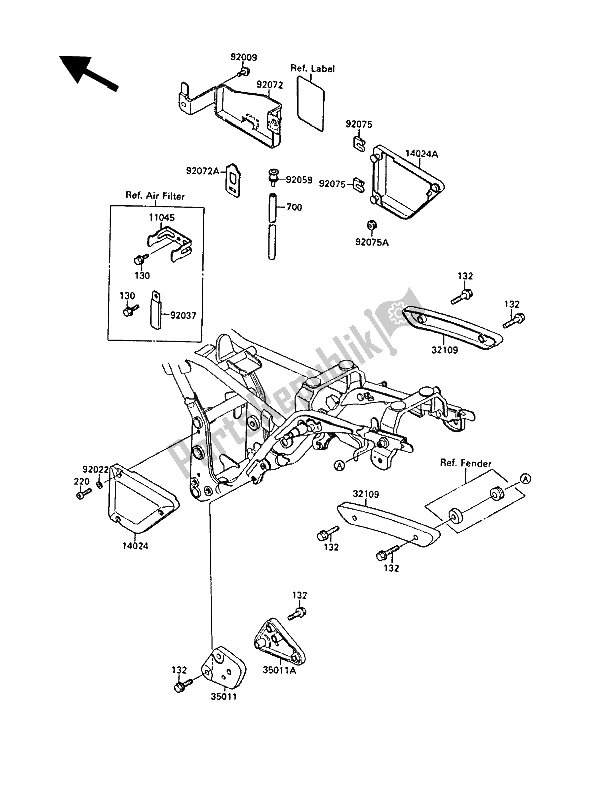 Tutte le parti per il Custodia Della Batteria del Kawasaki EL 250 1989