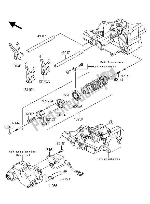 Toutes les pièces pour le Tambour De Changement De Vitesse Et Fourchette De Changement De Vitesse du Kawasaki VN 1700 Classic ABS 2012