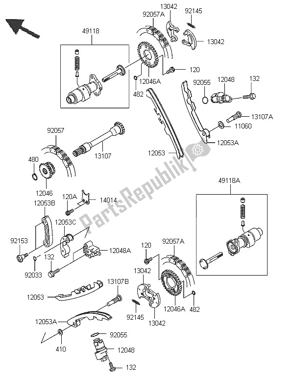 Todas las partes para árbol De Levas Y Tensor de Kawasaki KVF 650 4X4 2005