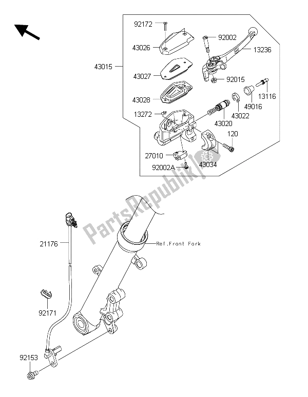 Wszystkie części do Przedni Cylinder G?ówny Kawasaki ER 6F ABS 650 2015